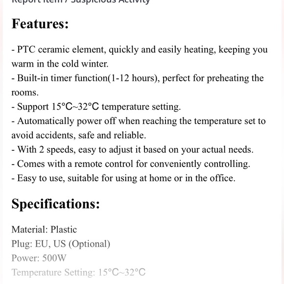 NEW Wall Plugin Potable Heater with remote control - Picture 8 of 12